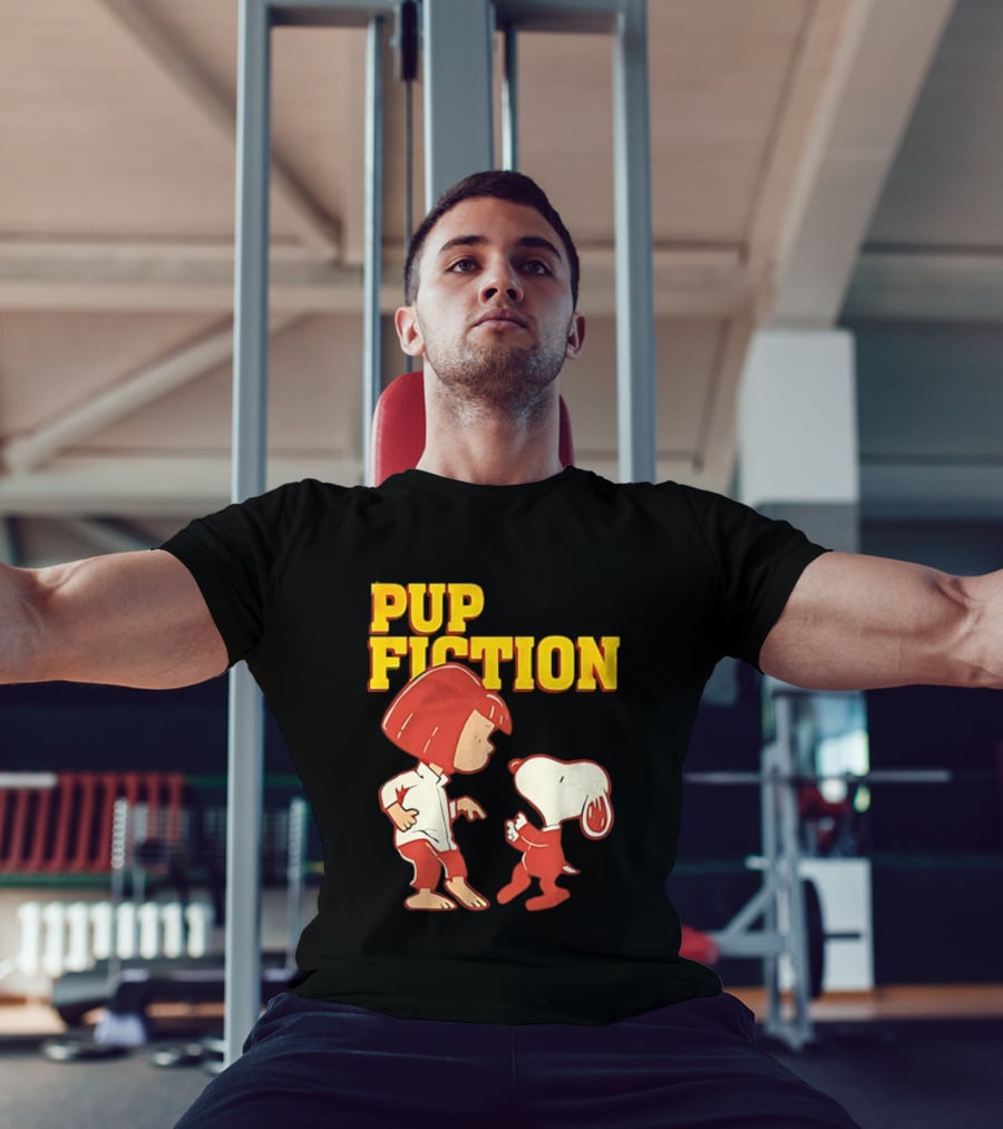Pup Fiction Peanuts Characters Scene T-Shirt