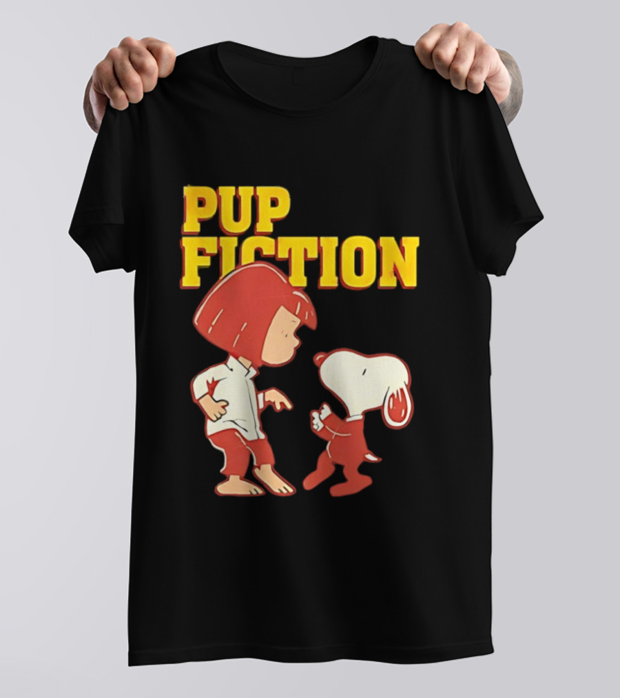 Pup Fiction Peanuts Characters Scene T-Shirt