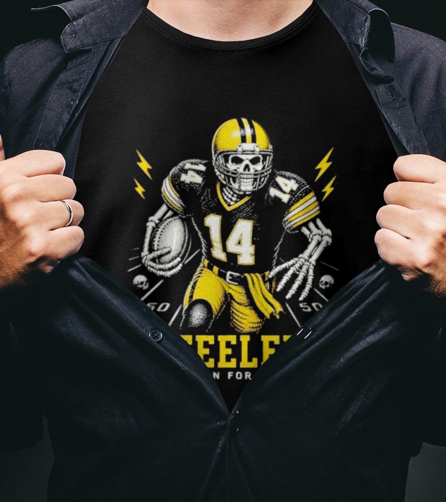 Steelers Born For This Skull Football Player 14 T-Shirt