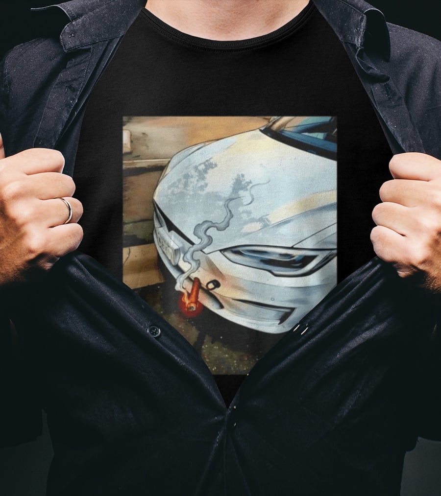 Tesla Car Smoking Light It Up T-Shirt