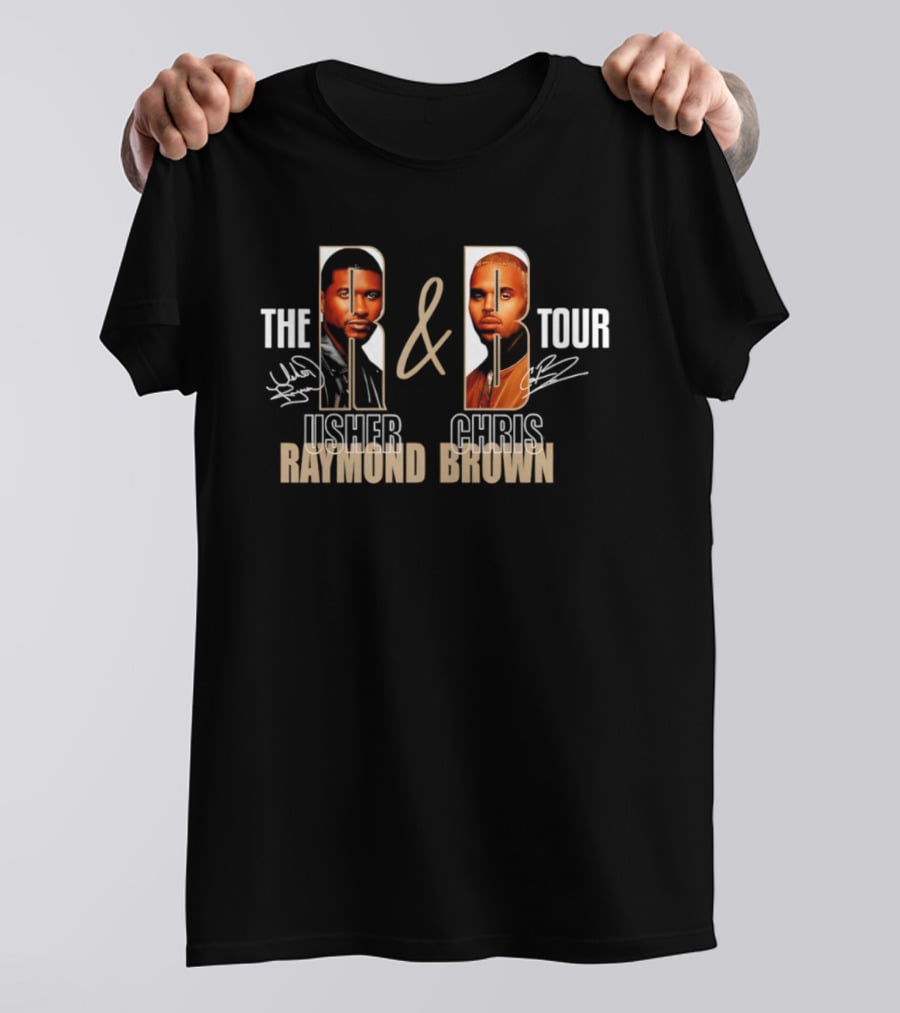 The R & B Tour Usher Chris Brown Raymond Brown Signatures T-Shirt