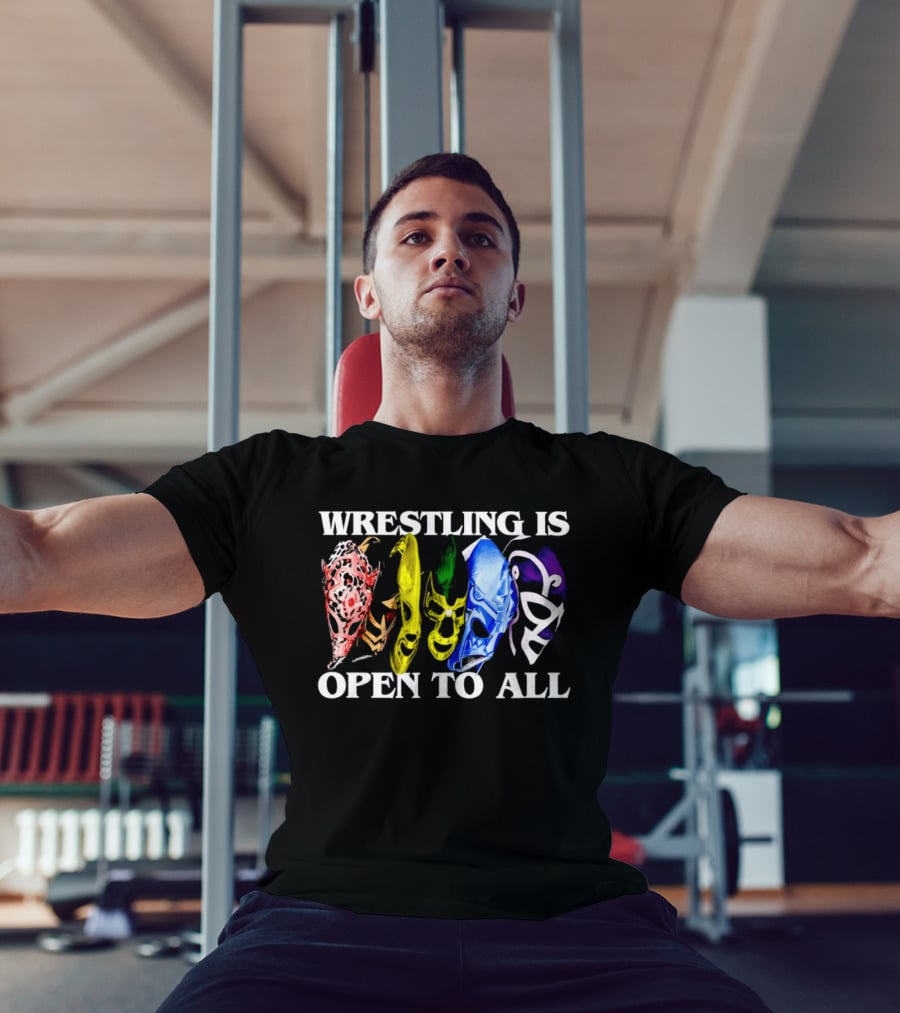 Wrestling Is Open To All Multicolor Lucha Libre Masks T-Shirt