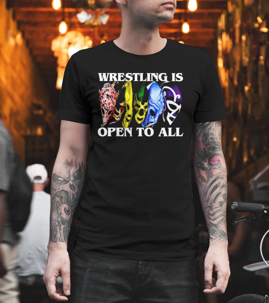 Wrestling Is Open To All Multicolor Lucha Libre Masks T-Shirt