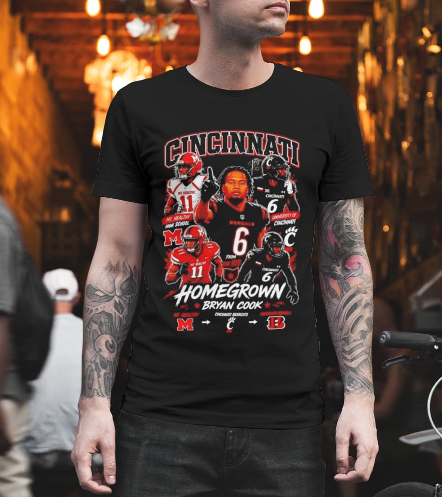 Cincinnati Bearcats Homegrown Bryan Cook University Of Cincinnati Mt. Healthy T-Shirt