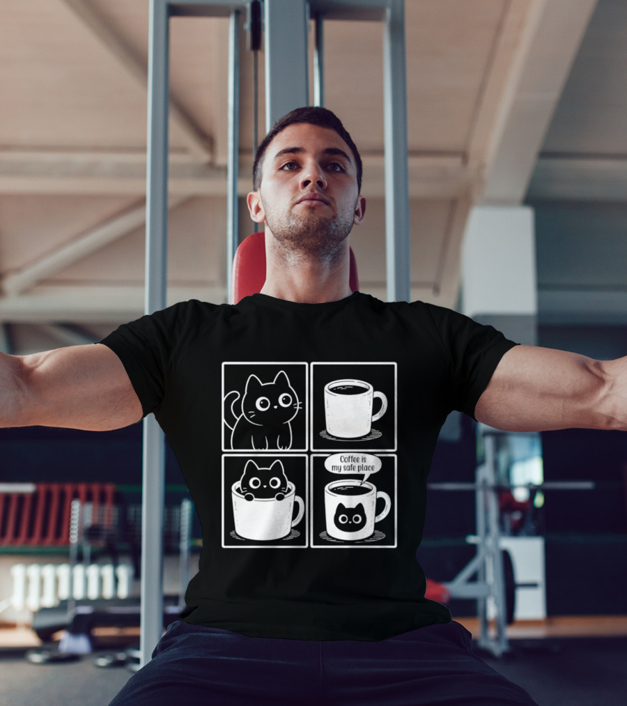 Coffee Is My Safe Place Cat Inside T-Shirt
