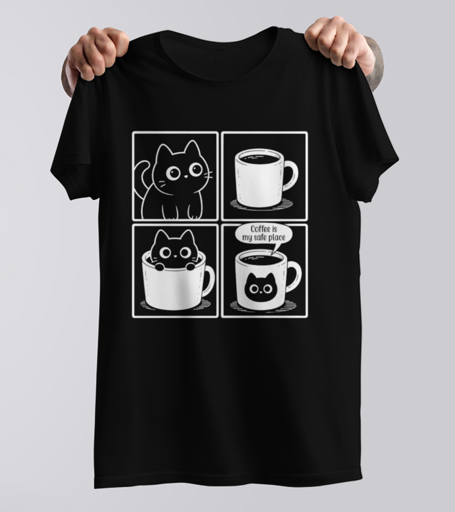 Coffee Is My Safe Place Cat Inside T-Shirt
