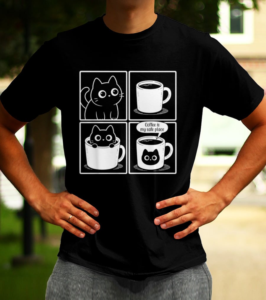 Coffee Is My Safe Place Cat Inside T-Shirt