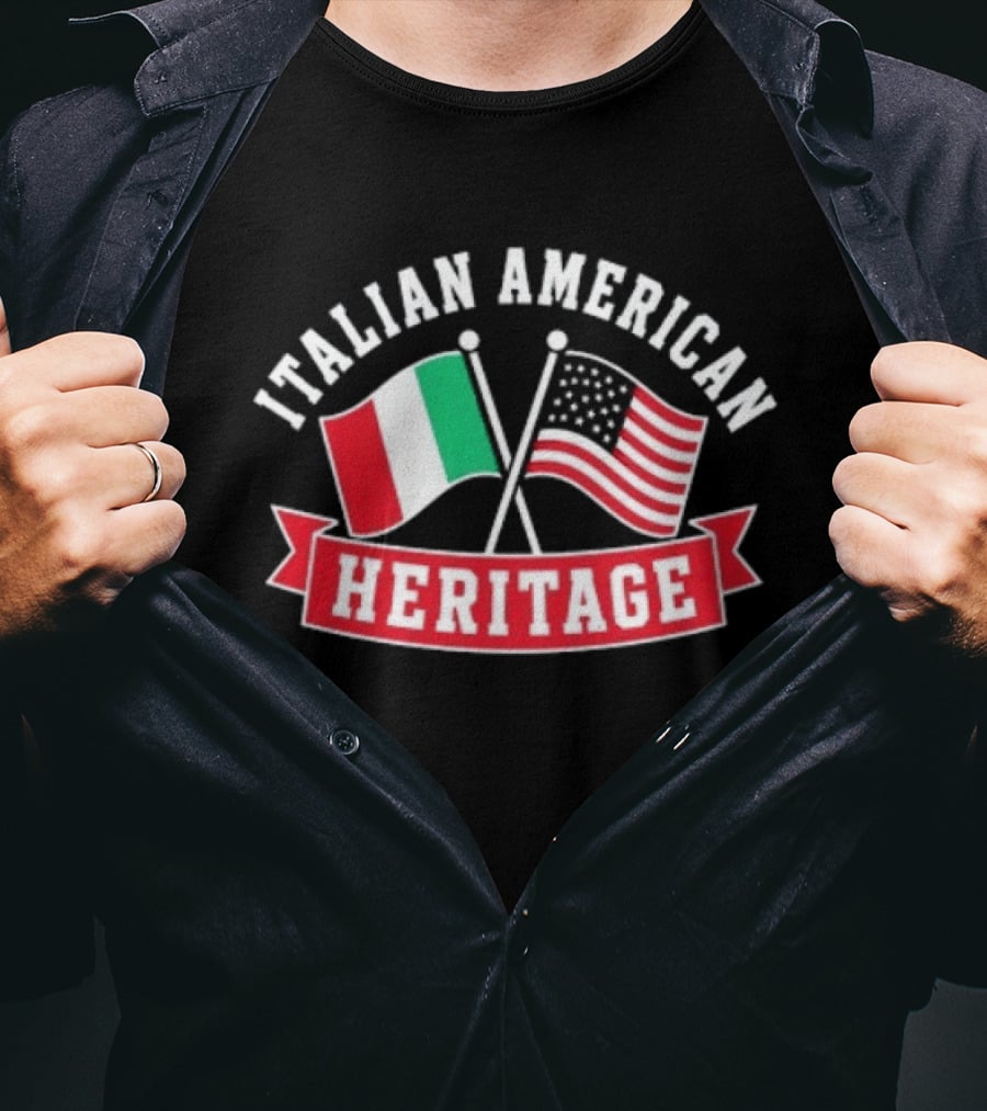Italian American Heritage Flags United: Celebrating Cultural Pride T-Shirt