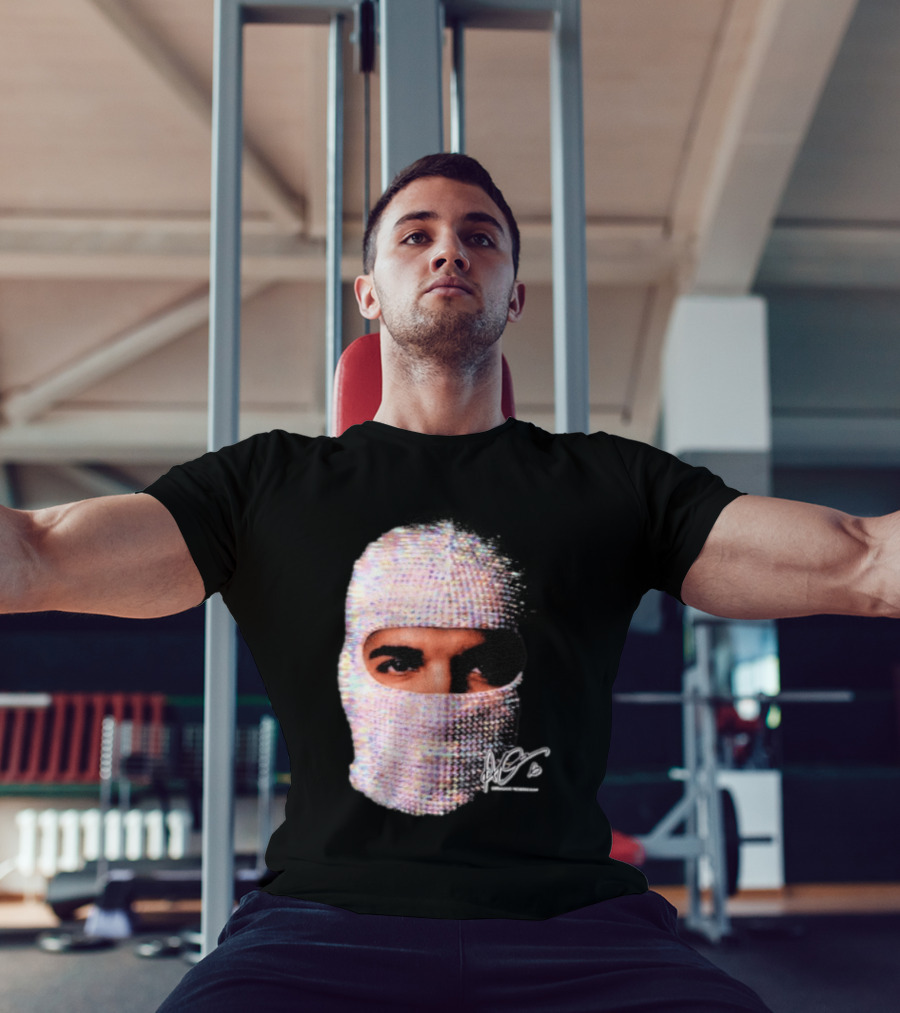 Drake Iceman Mask Jewel Encrusted Balaclava T-Shirt