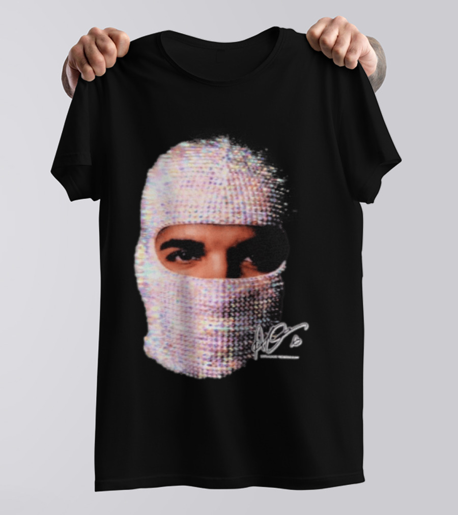Drake Iceman Mask Jewel Encrusted Balaclava T-Shirt