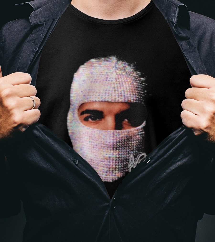Drake Iceman Mask Jewel Encrusted Balaclava T-Shirt