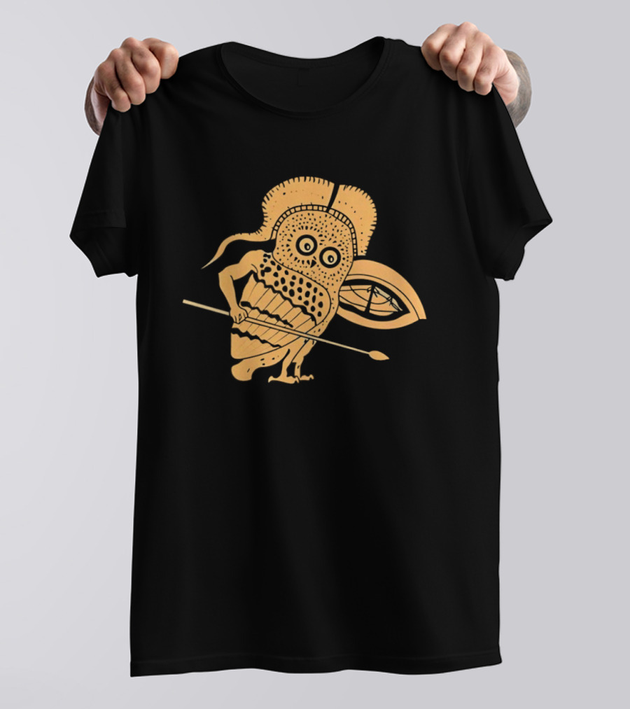 Little Owl Hoplite Warrior With Spear And Shield T-Shirt