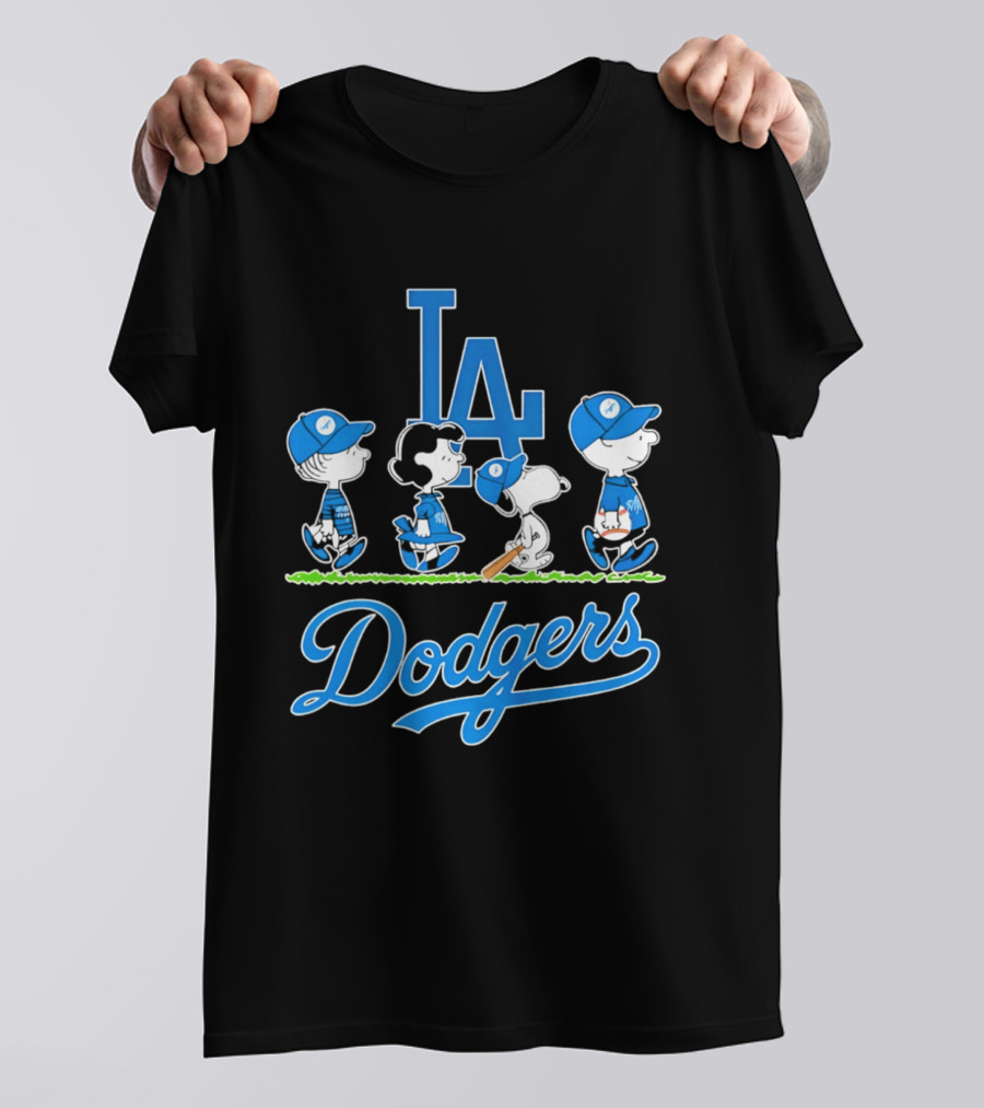 Peanuts Characters Los Angeles Dodgers Abbey Road T-Shirt