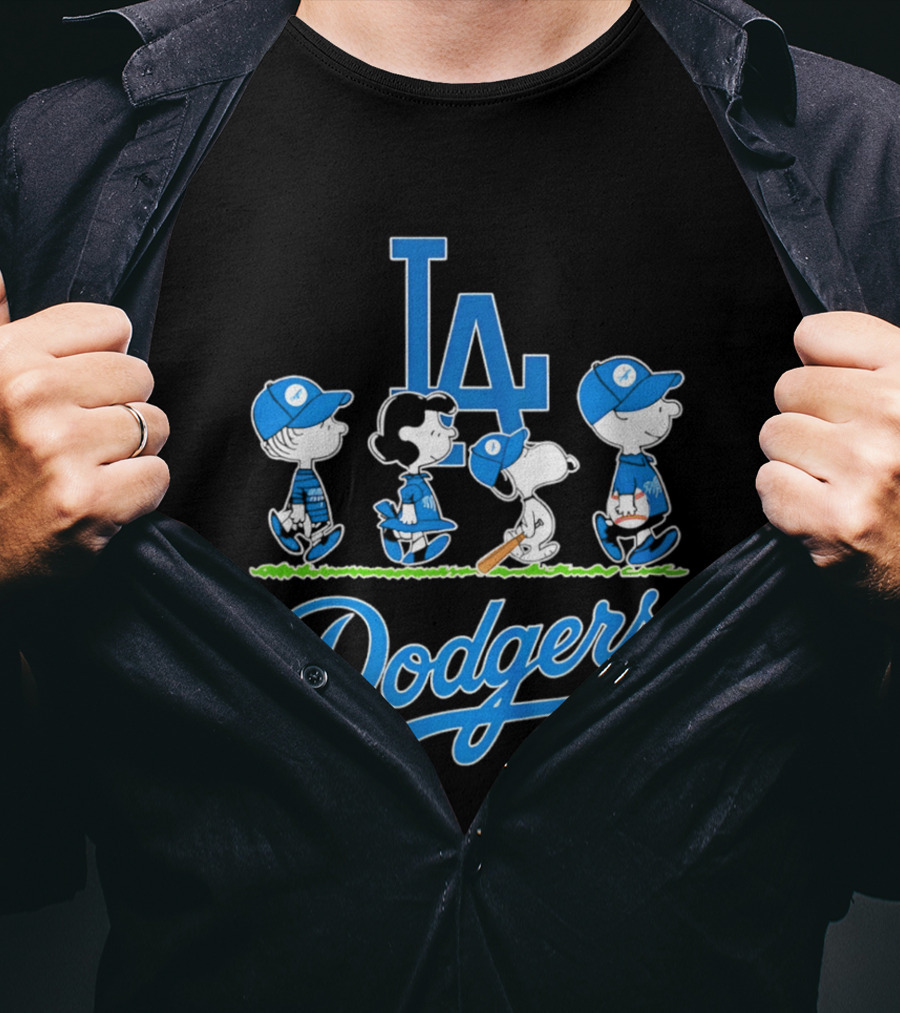 Peanuts Characters Los Angeles Dodgers Abbey Road T-Shirt