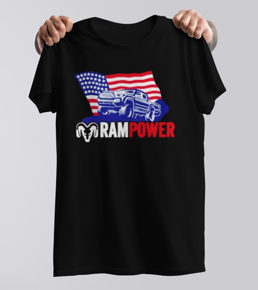 Ram Power Truck American Flag 2026 Patriotic T-Shirt