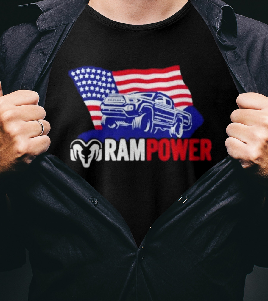 Ram Power Truck American Flag 2026 Patriotic T-Shirt