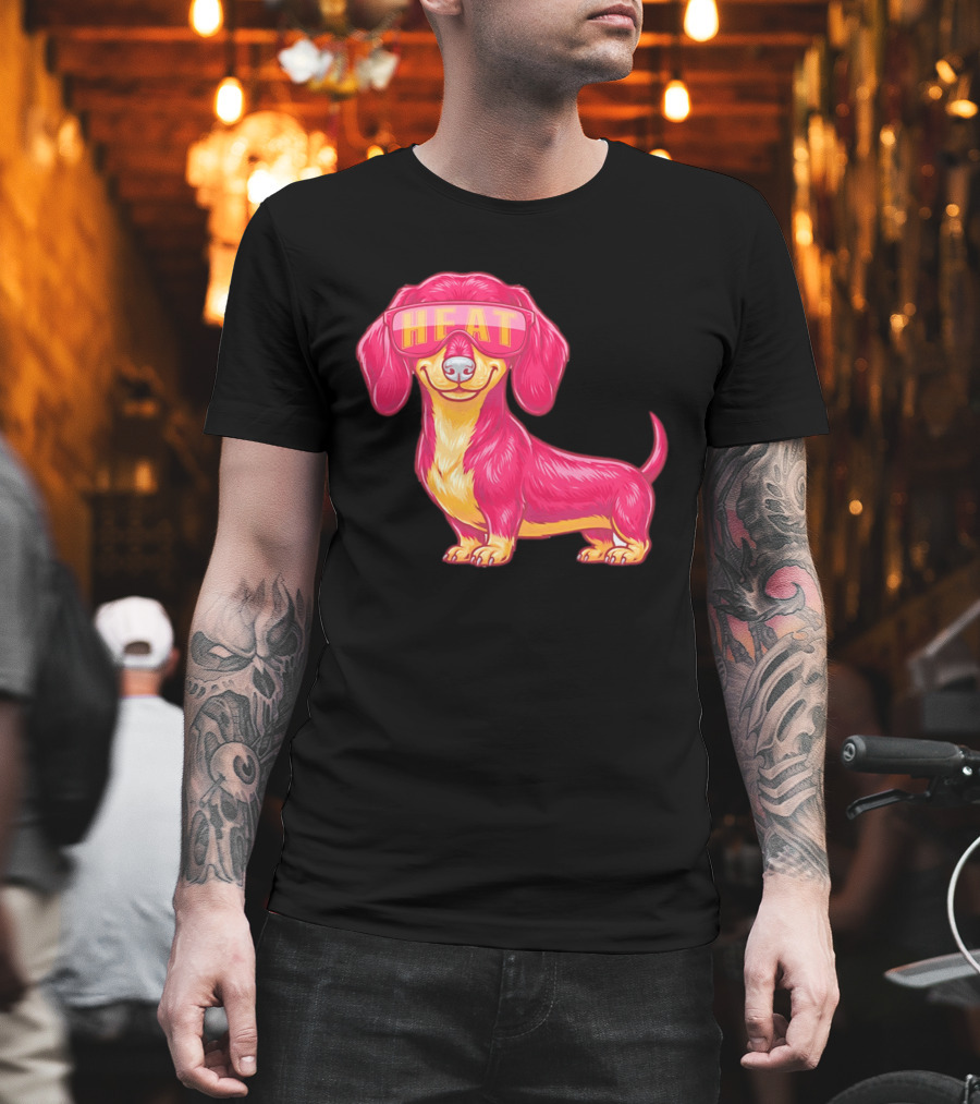 HEAT Sunglasses Dachshund Cartoon T-Shirt