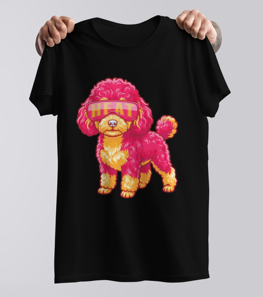 Miami Heat Teacup Poodle Cartoon HEAT Glasses T-Shirt