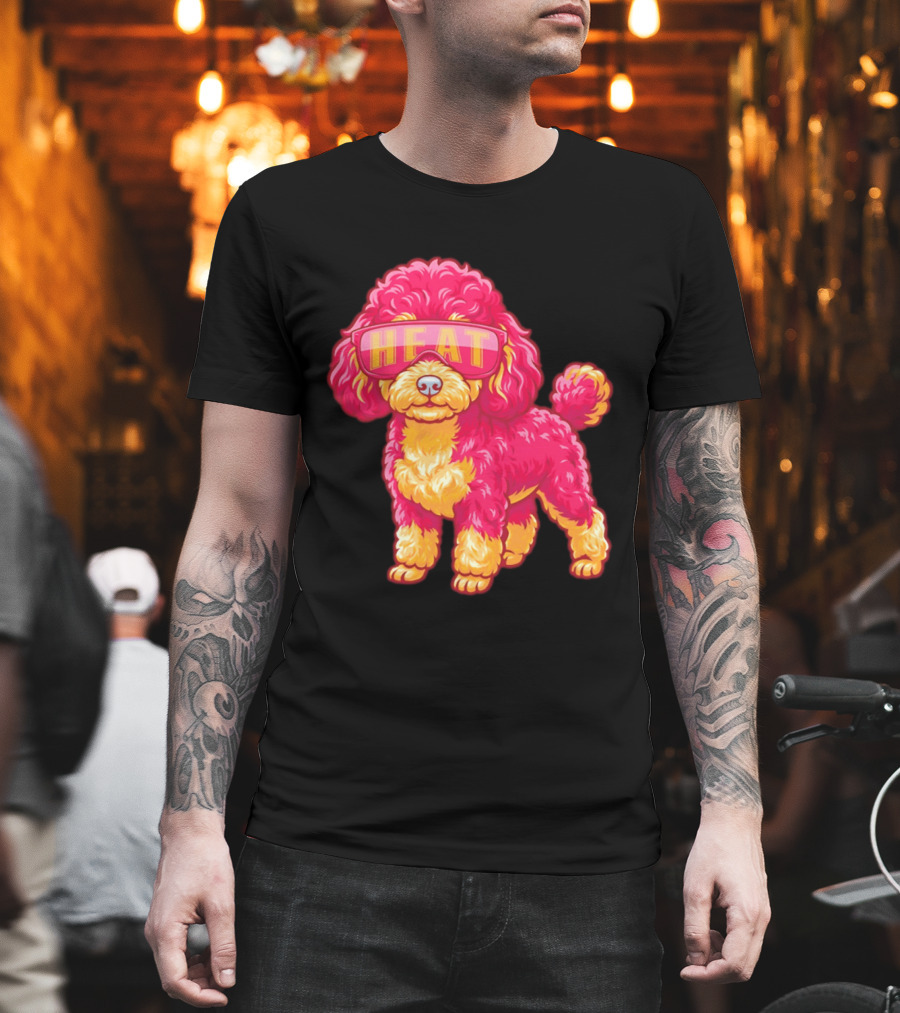 Miami Heat Teacup Poodle Cartoon HEAT Glasses T-Shirt