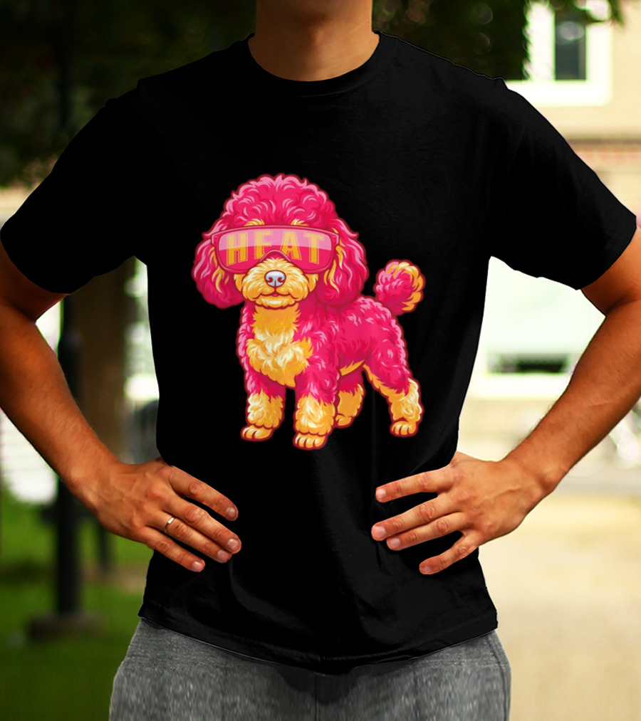 Miami Heat Teacup Poodle Cartoon HEAT Glasses T-Shirt