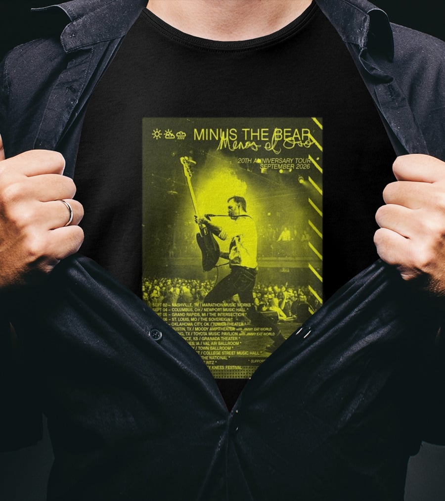 Minus The Bear Menos El Oso 20th Anniversary Tour September 2026 With Jimmy Eat World And Keep T-Shirt