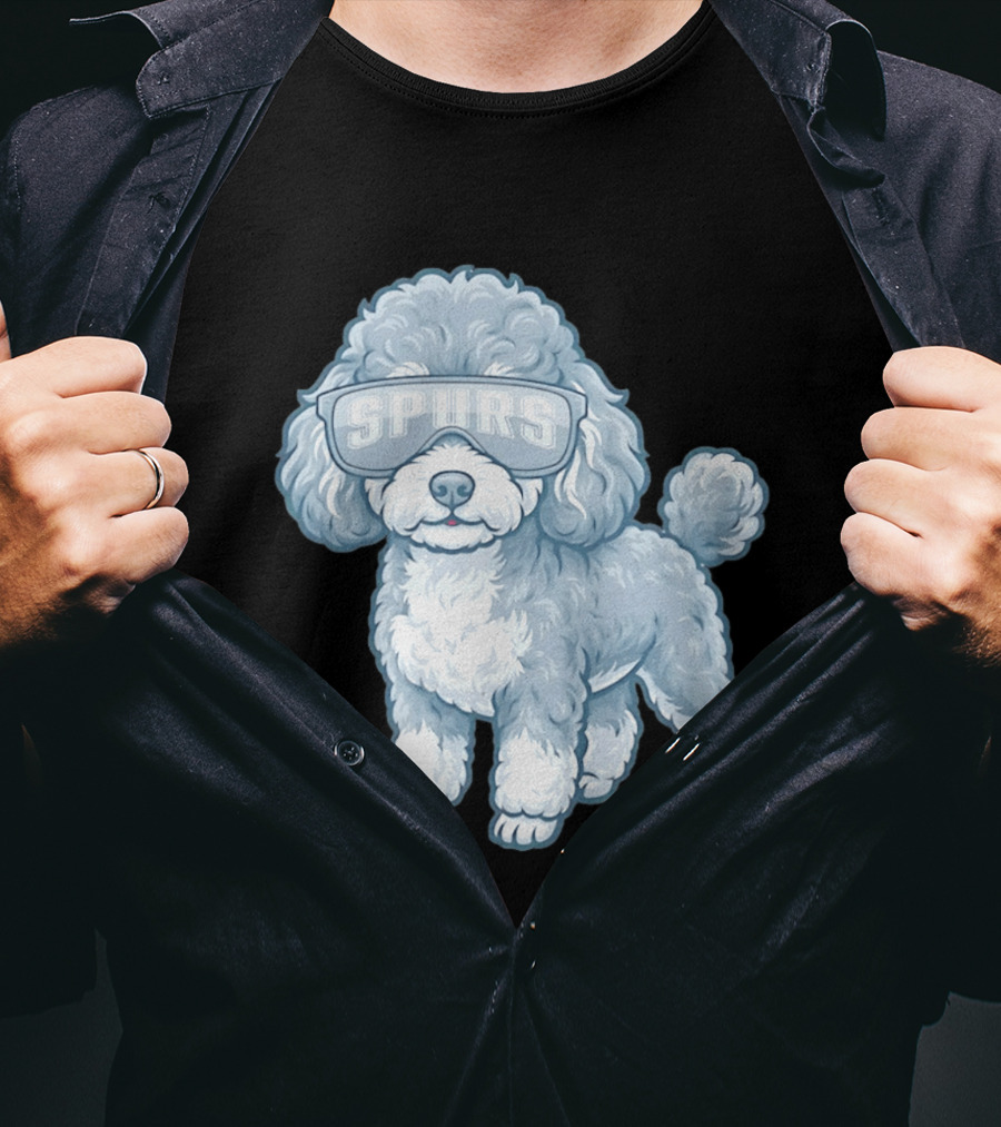 San Antonio Spurs Teacup Poodle With Goggles T-Shirt