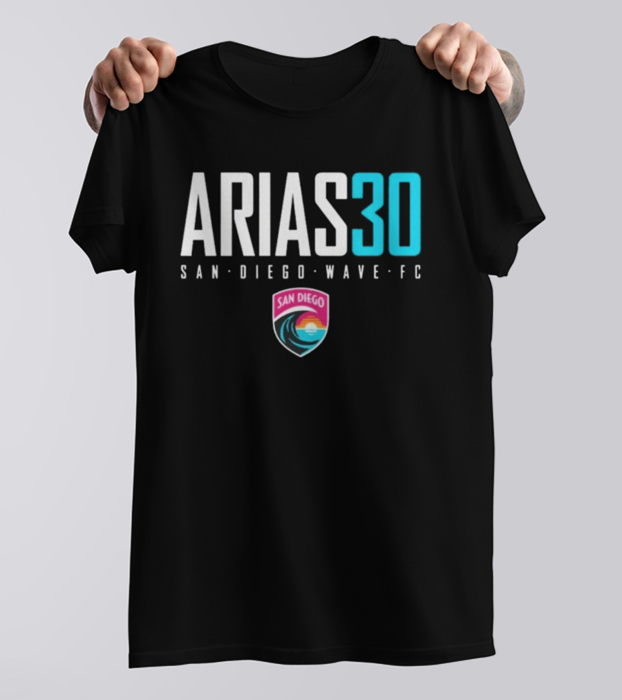 Arias 30 San Diego Wave FC Soccer NWSL Player Team Crest T-Shirt