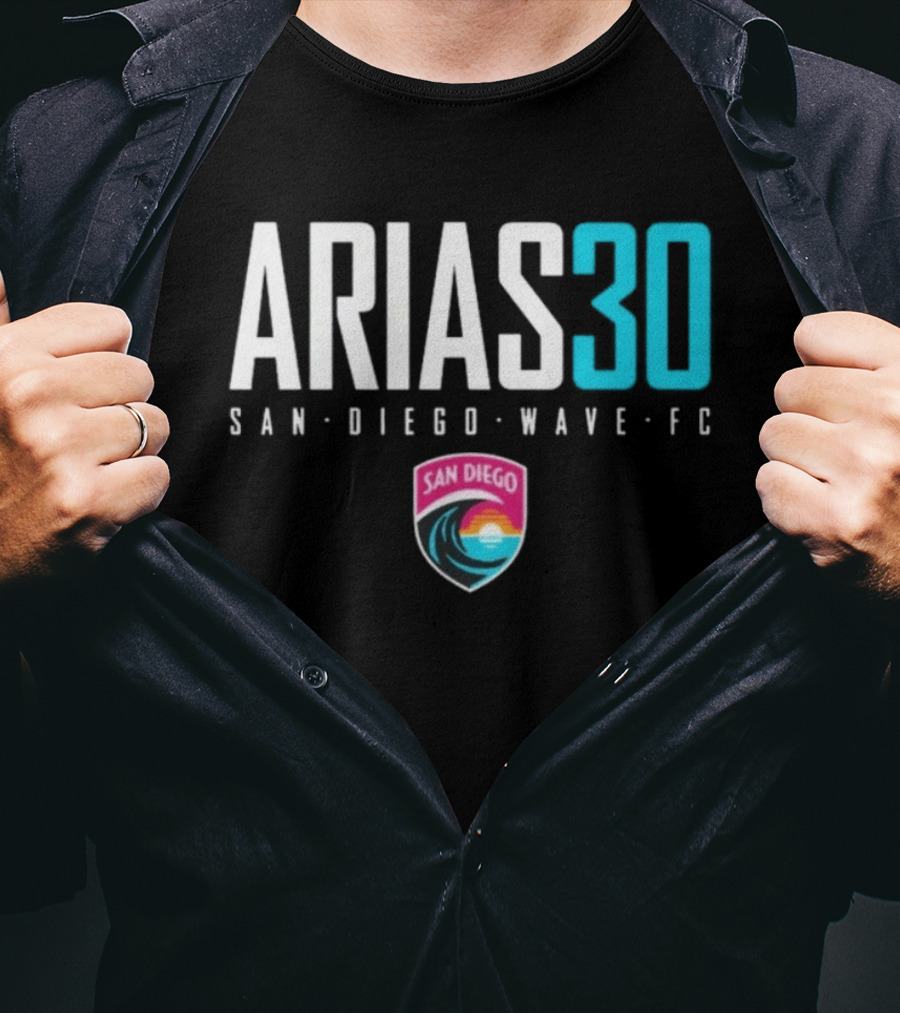 Arias 30 San Diego Wave FC Soccer NWSL Player Team Crest T-Shirt