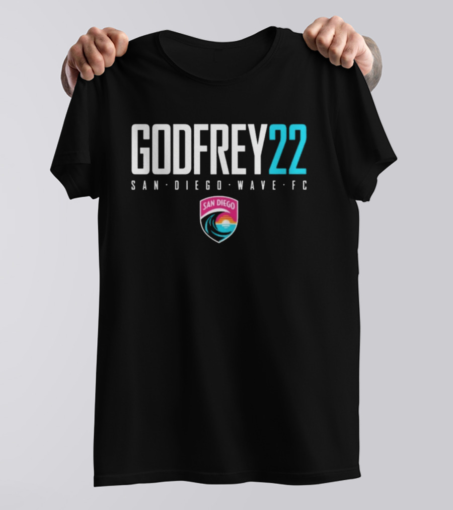 San Diego Wave FC Godfrey 22 Soccer Player Team NWSL T-Shirt