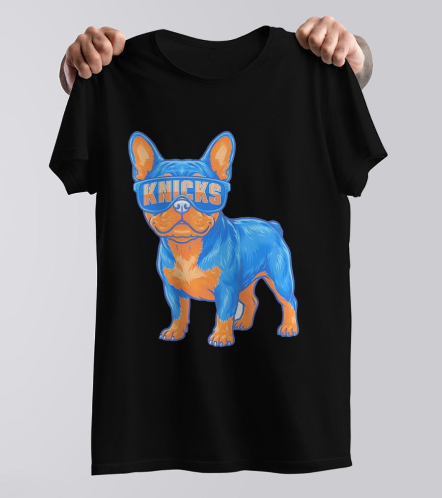 New York Knicks Bulldog Wearing Sunglasses T-Shirt