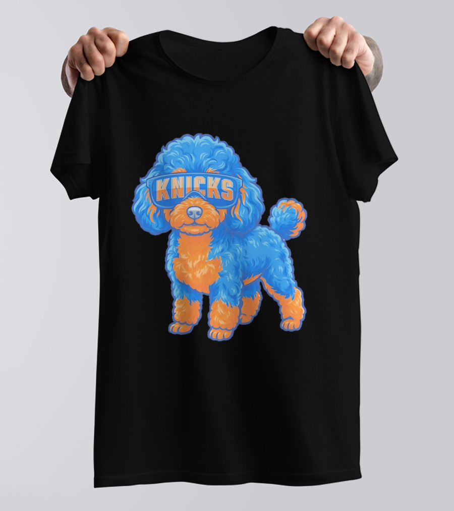 New York Knicks Teacup Poodle Cartoon Glasses T-Shirt