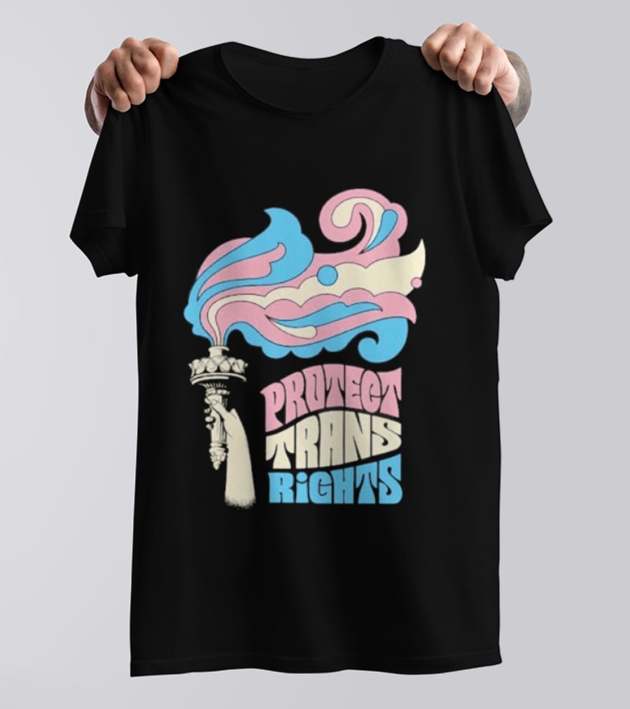 Protect Trans Rights Torch Symbol Bold Pride T-Shirt