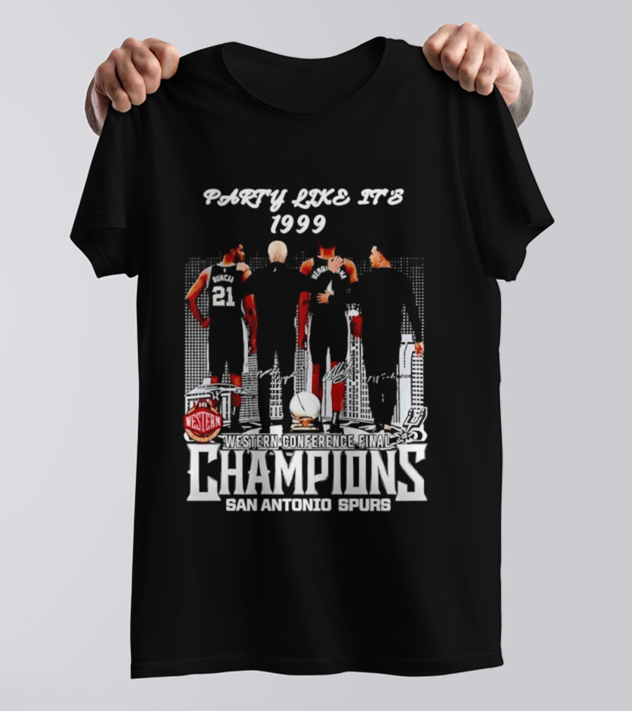 Party Like It's 1999 San Antonio Spurs Champions Tim Duncan Gregg Popovich Victor Wembanyama T-Shirt
