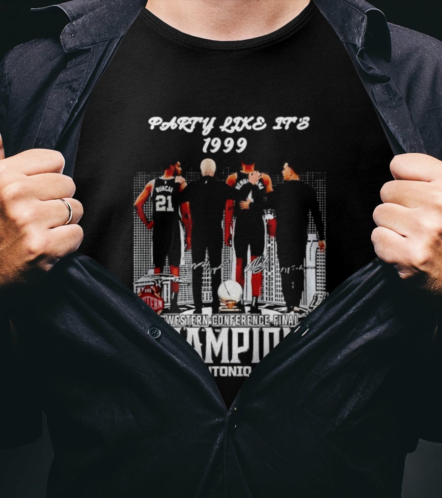 Party Like It's 1999 San Antonio Spurs Champions Tim Duncan Gregg Popovich Victor Wembanyama T-Shirt