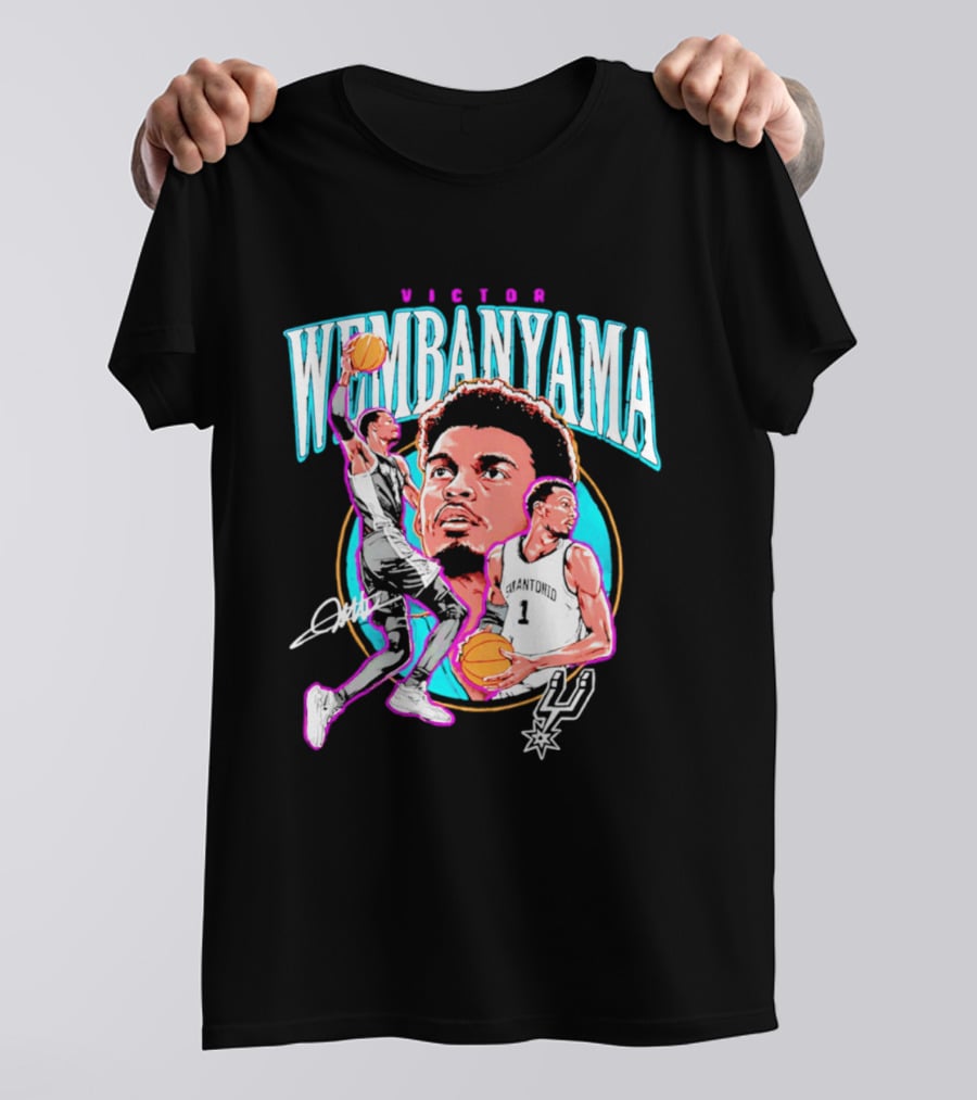 Victor Wembanyama San Antonio Spurs Basketball Player NBA Signature T-Shirt