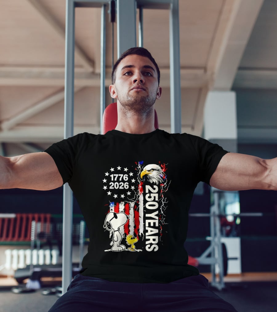 1776 2026 250 Years American Flag Eagle Snoopy Woodstock Independence T-Shirt