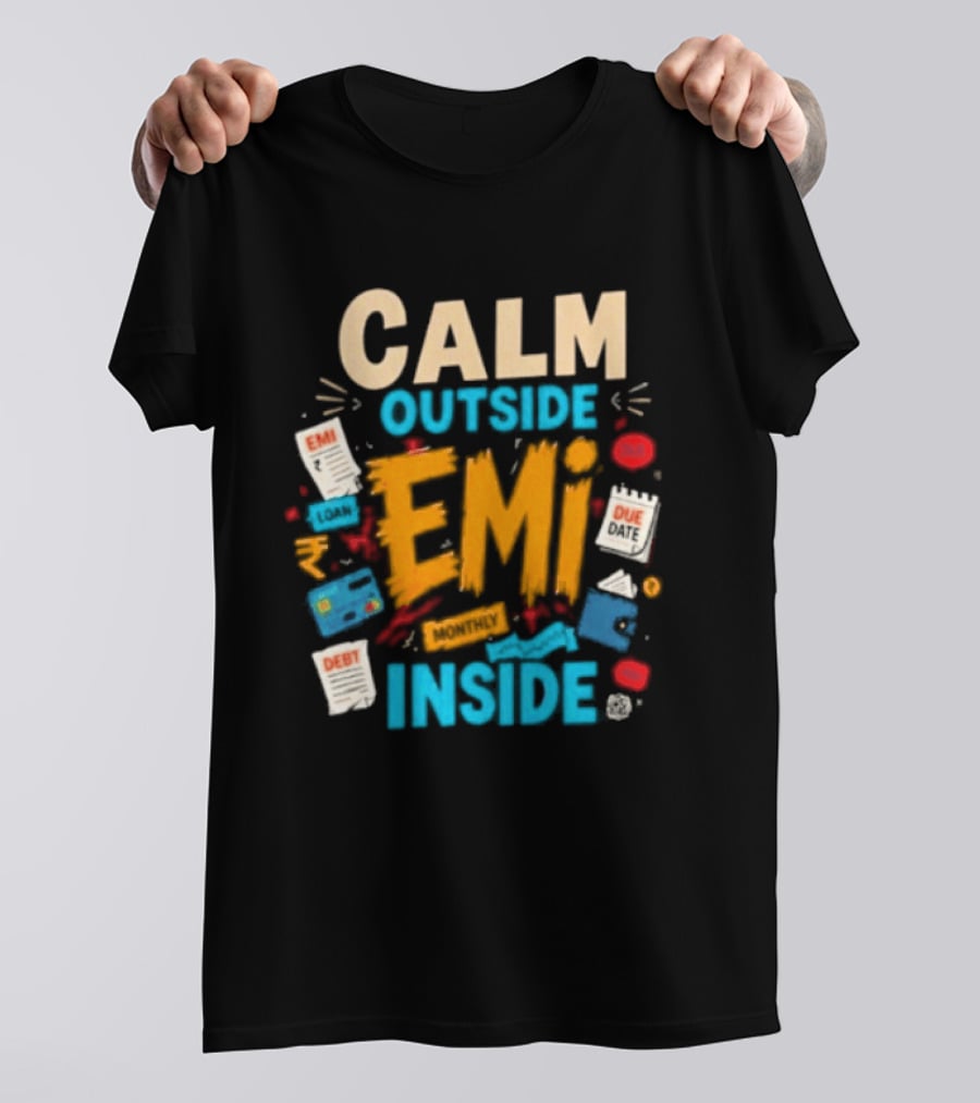 Calm Outside Anxiety Surrounding EMI Monthly Payments Inside T-Shirt