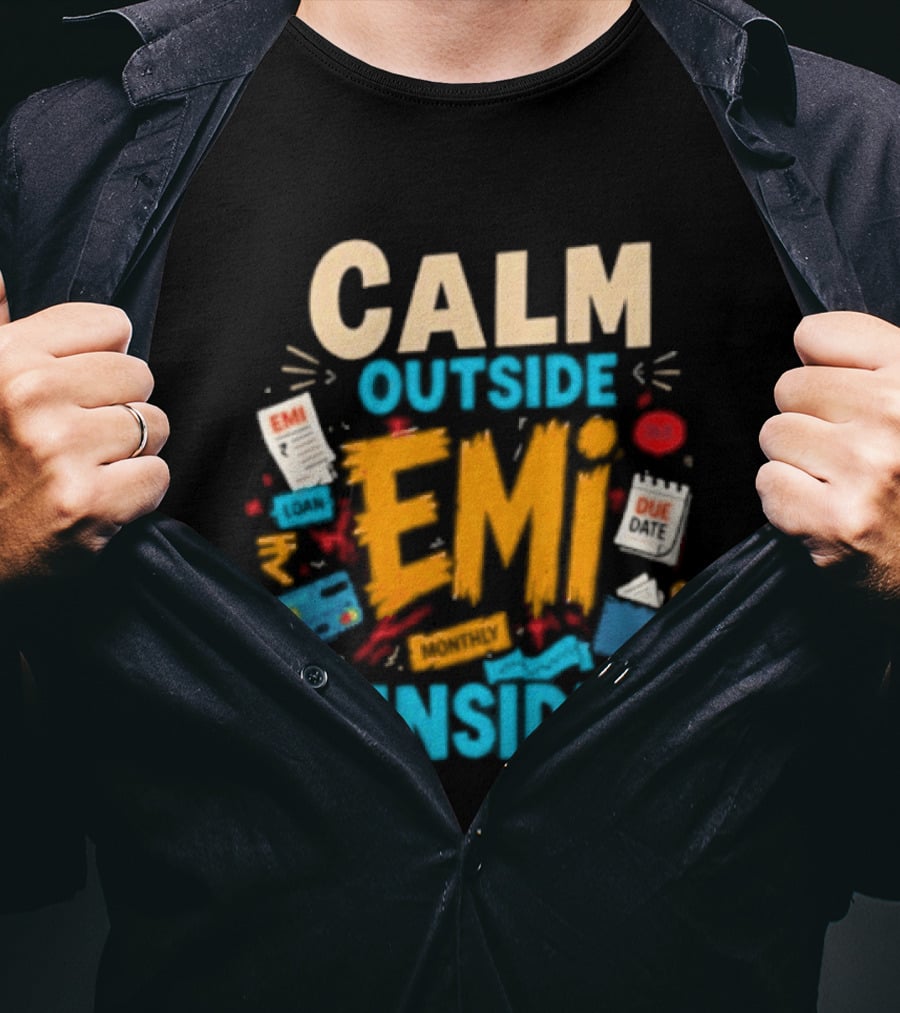 Calm Outside Anxiety Surrounding EMI Monthly Payments Inside T-Shirt