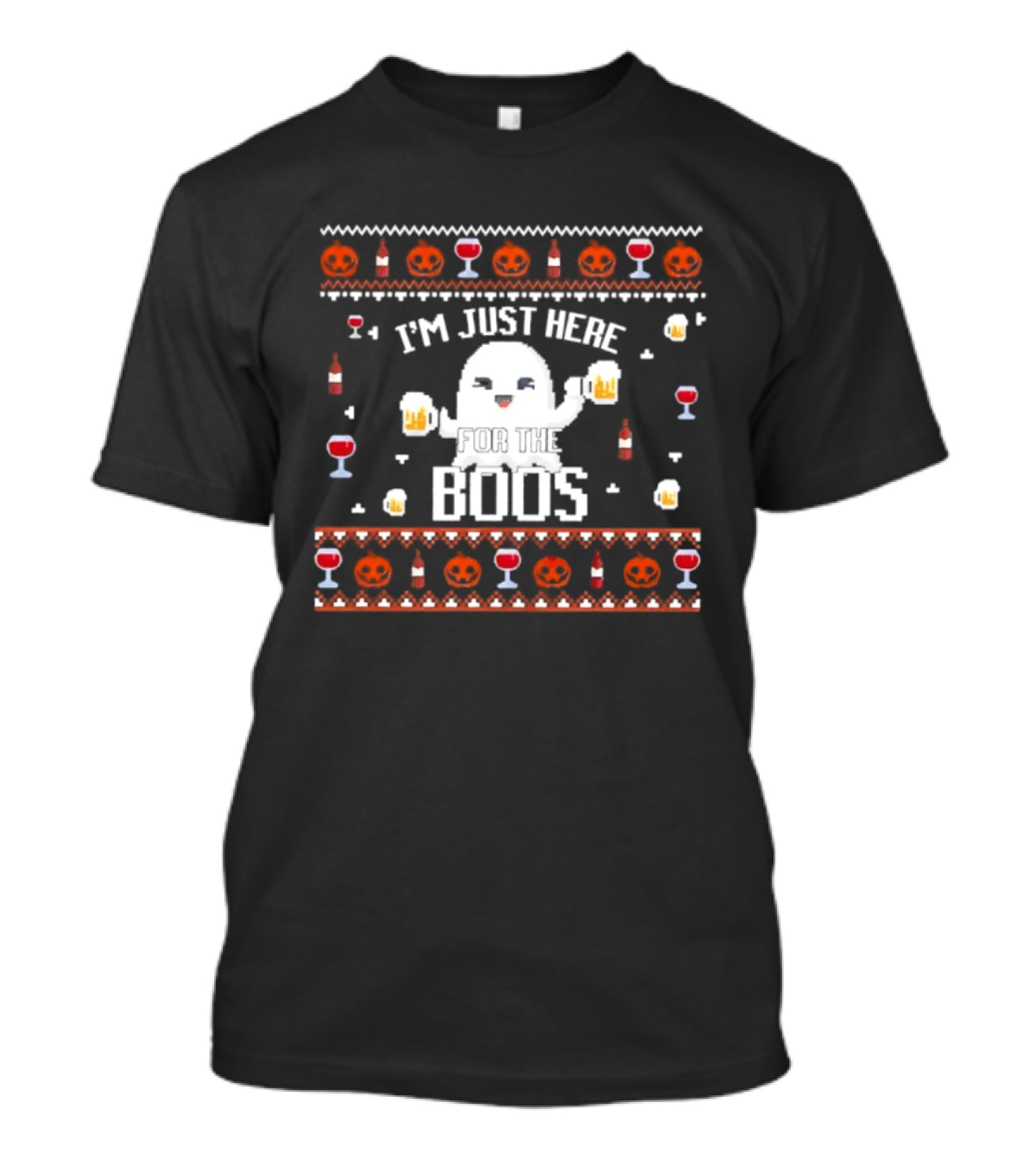 Halloween I'm Just Here For The Boos Busch Light Ghost Beer Pumpkins T-Shirt