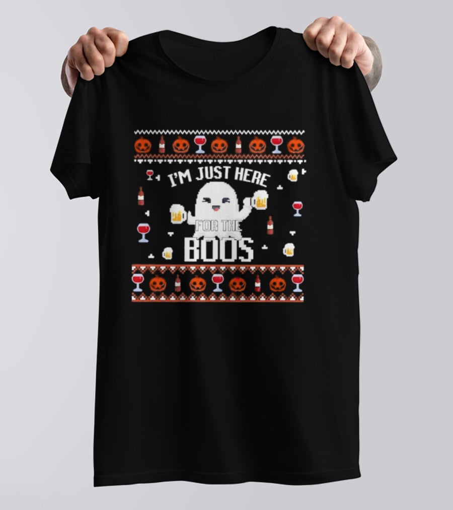 Halloween I'm Just Here For The Boos Busch Light Ghost Beer Pumpkins T-Shirt