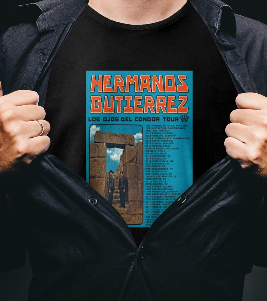 Hermanos Gutierrez Los Ojos Del Condor Tour 2026 Portugal Switzerland Germany Netherlands Spain USA Mexico Canada T-Shirt