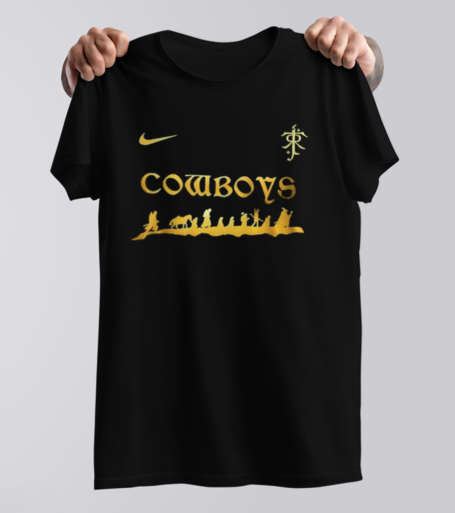 Nike Cowboys Lord Of The Rings Fellowship Gold 2 Sided T-Shirt