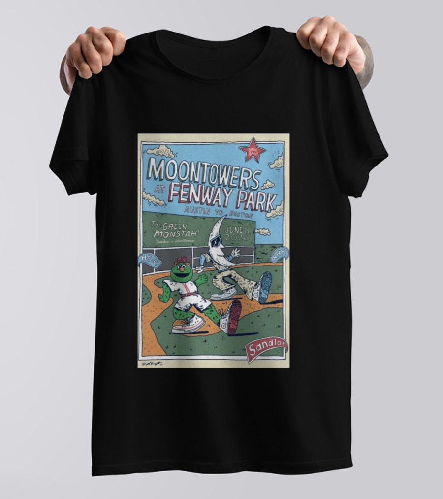Moontowers At Fenway Park June 8 2026 Austin To Boston The Green Monstah Sandlot T-Shirt