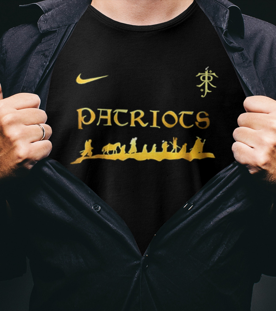 Nike New England Patriots Lord Of The Rings Swoosh And Tolkien Rune Combination T-Shirt