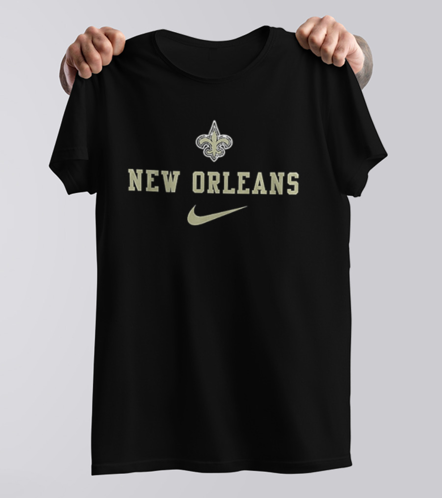 New Orleans Saints Jesus In My Heart Diamond Tears Fleur De Lis Nike T-Shirt