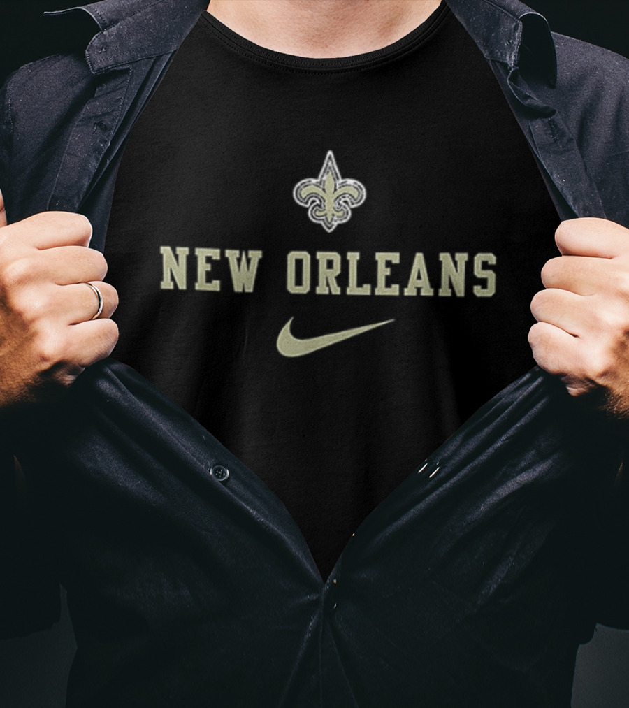 New Orleans Saints Jesus In My Heart Diamond Tears Fleur De Lis Nike T-Shirt
