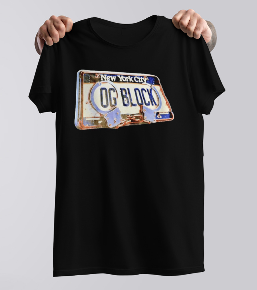 New York City OG Block License Plate Handcuffs T-Shirt