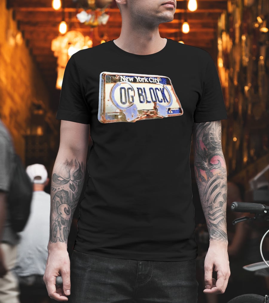 New York City OG Block License Plate Handcuffs T-Shirt