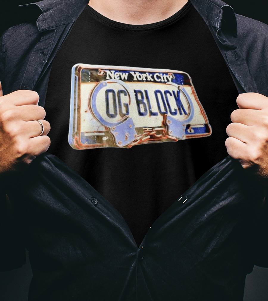 New York City OG Block License Plate Handcuffs T-Shirt