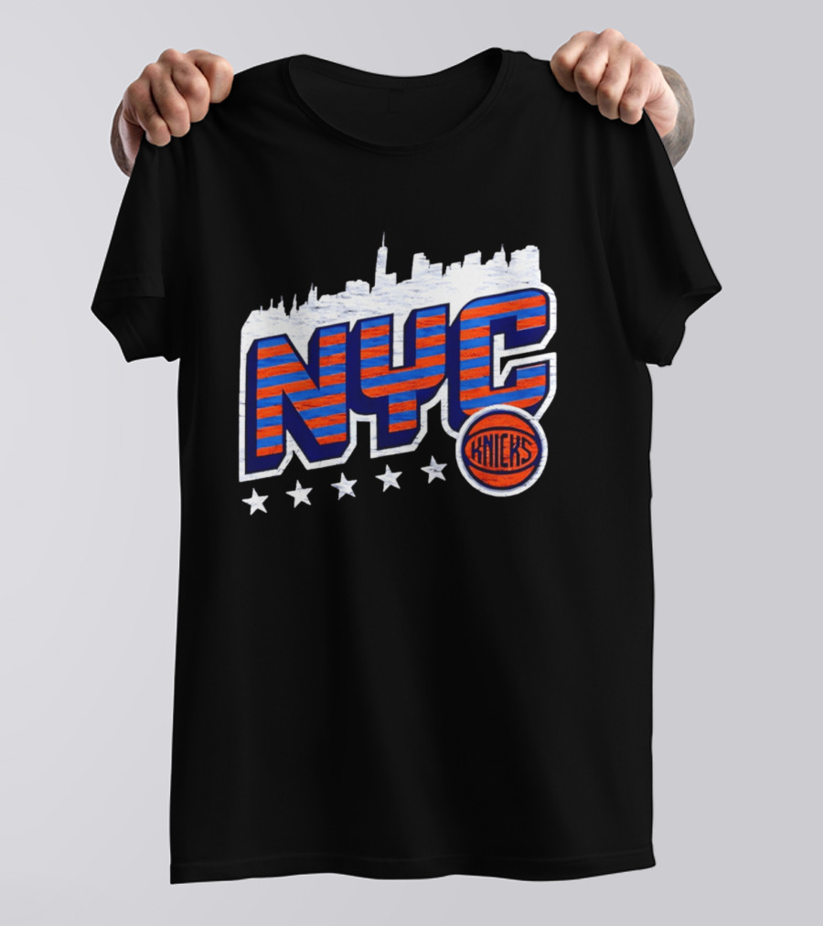 NYC Knicks Skyline Stars Basketball Fan Gear T-Shirt